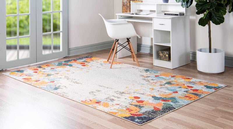 Unique Loom Chromatic Collection Modern Colorful Floral & Vibrant Abstract Area Rug For Any Home DÃ©cor (3' 3 x 5' 3 Rectangular, Multi/ Beige) - Image 2